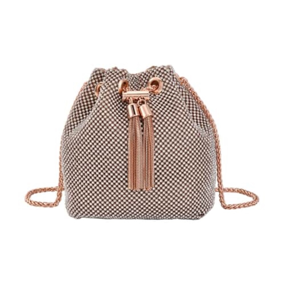 Rose Crystal Bucket Bag with Tassel lock (7282557)